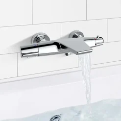 Homelody Robinet de Baignoire Cascade Mitigeur Thermostatique de Douche pour Baignoire Robinet de Douche Laiton Chromé Design Elégant* Colonne De Douche Thermostatique