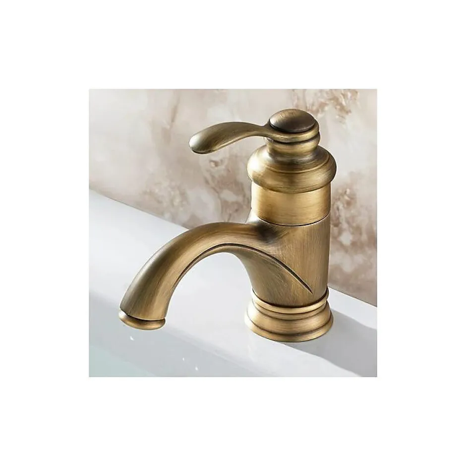 Deko Robinet de baignoire rétro antique, mitigeur de lavabo européen chaud et froid, finition bronze, bouilloire rétro, jet brossé