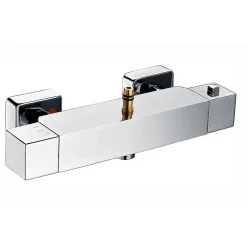 Kibath Robinet de colonne de douche thermostatique carré avec finition chromée brillante en laiton* Robinet De Douche