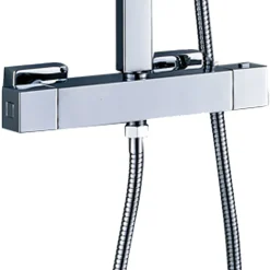 Kibath Robinet de colonne de douche thermostatique carré avec finition chromée brillante en laiton* Robinet De Douche