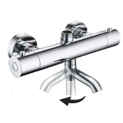 Kibath Robinet de colonne de douche thermostatique AVEC BEC, finition chrome poli, en laiton
