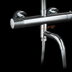 Kibath Robinet de colonne de douche thermostatique AVEC BEC, finition chrome poli, en laiton