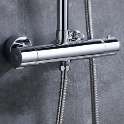 Kibath Robinet de colonne de douche thermostatique avec finition chromée brillante en laiton* Robinet De Douche