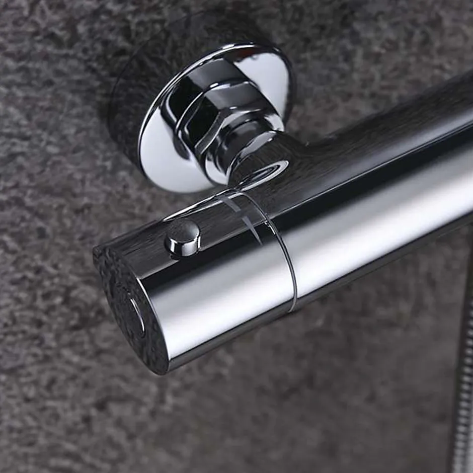 Kibath Robinet de colonne de douche thermostatique avec finition chromée brillante en laiton* Robinet De Douche