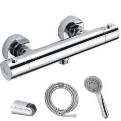 Kibath Robinet de douche avec leviers thermostatiques en laiton, PAR, finition chrome poli, en laiton