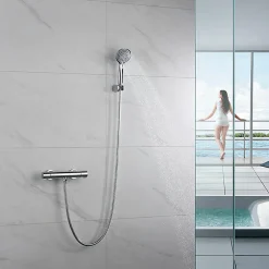 Kibath Robinet de douche avec leviers thermostatiques en laiton, PAR, finition chrome poli, en laiton