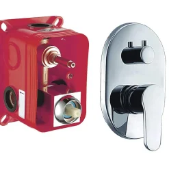 Kibath Robinet de douche encastré, mural, monocommande, SIX rond, finition chrome poli, en laiton* Robinet De Douche