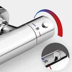 Kibath Robinet de douche thermostatique à effet froid, finition chrome brillant, en laiton