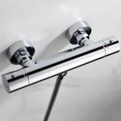 Kibath Robinet de douche thermostatique ORTE (robinet seul) avec finition chromée polie en laiton