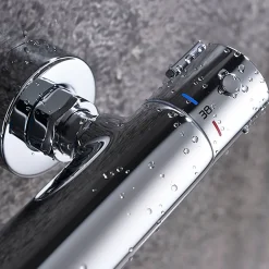 Kibath Robinet de douche thermostatique ORTE (robinet seul) avec finition chromée polie en laiton