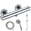 Kibath Robinet de douche thermostatique ORTE avec barre de douche, finition chrome poli, en laiton