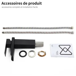 Homelody Robinet de Lavabo Cascade Noir Mitigeur de Lavabo Mono-trou Robinetterie Lave-mains Monocommande Robinet Salle de Bain