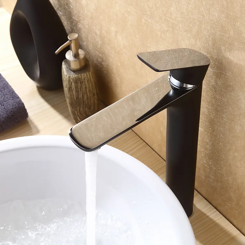 Bernstein Robinet de lavabo de haute qualité Robinet de salle de bain 4025CB en noir mat* Robinet Lave-Mains