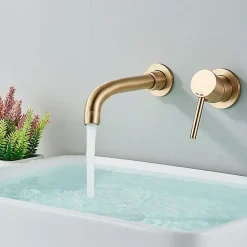 Rea Robinet de lavabo encastré Lungo long gold brush + box* Robinet Lave-Mains