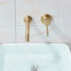 Rea Robinet de lavabo encastré Lungo long gold brush + box* Robinet Lave-Mains