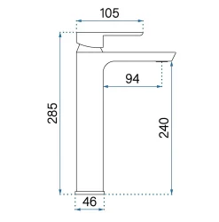 Rea Robinet De Lavabo My2021-21B Argus High Black* Robinet Lave-Mains