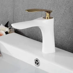 Rea Robinet de lavabo Orbit white gold low