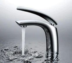 Hudor Robinet de lavabo sur plage B0625-3 en laiton chromé collection Erymanthe
