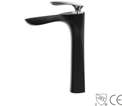 Hudor Robinet de lavabo surélevé 205 en laiton noir et chrome collection Céphise* Robinet Lavabo Et Vasque