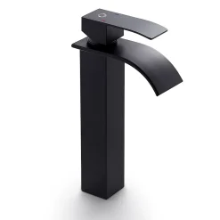 Cecipa Max Robinet de Salle de Bain Noir Moderne - Sortie Cascade Naturelle, Mitigeur de Lavabo Cascade