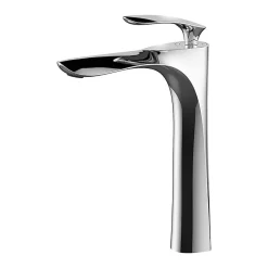 Deko Robinet de salle de bain mitigeur en chrome blanc doré peinture blanche grand pont à un trou pour montage sur lavabo Argent