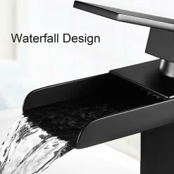 Deko Robinet de salle de bain noir mat, robinet de lavabo à levier unique, robinet mitigeur de lavabo à poser