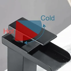 Deko Robinet de salle de bain noir mat, robinet de lavabo à levier unique, robinet mitigeur de lavabo à poser