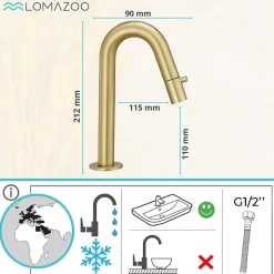 Lomazoo Robinet eau froide lave main doré - Roma