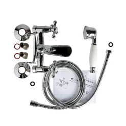 Kiamami Valentina Robinet Extérieur De Baignoire Ancien Vintage Avec Boutons En Croix Chromés - Narciso* Robinet De Baignoire