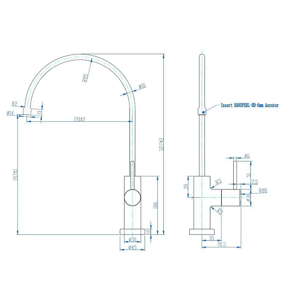 Essebagno Robinet lave-mains chrome eau froide Diwo* Robinet Lave-Mains
