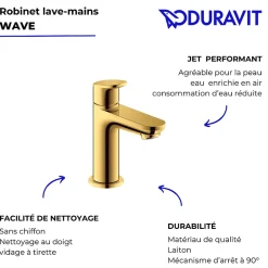 Duravit Robinet lave-mains eau froide Wave doré poli* Robinet Lave-Mains
