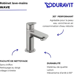 Duravit Robinet lave-mains eau froide Wave inox brossé