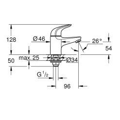 Grohe Robinet lave-mains Swift ouverture eau froide chromé