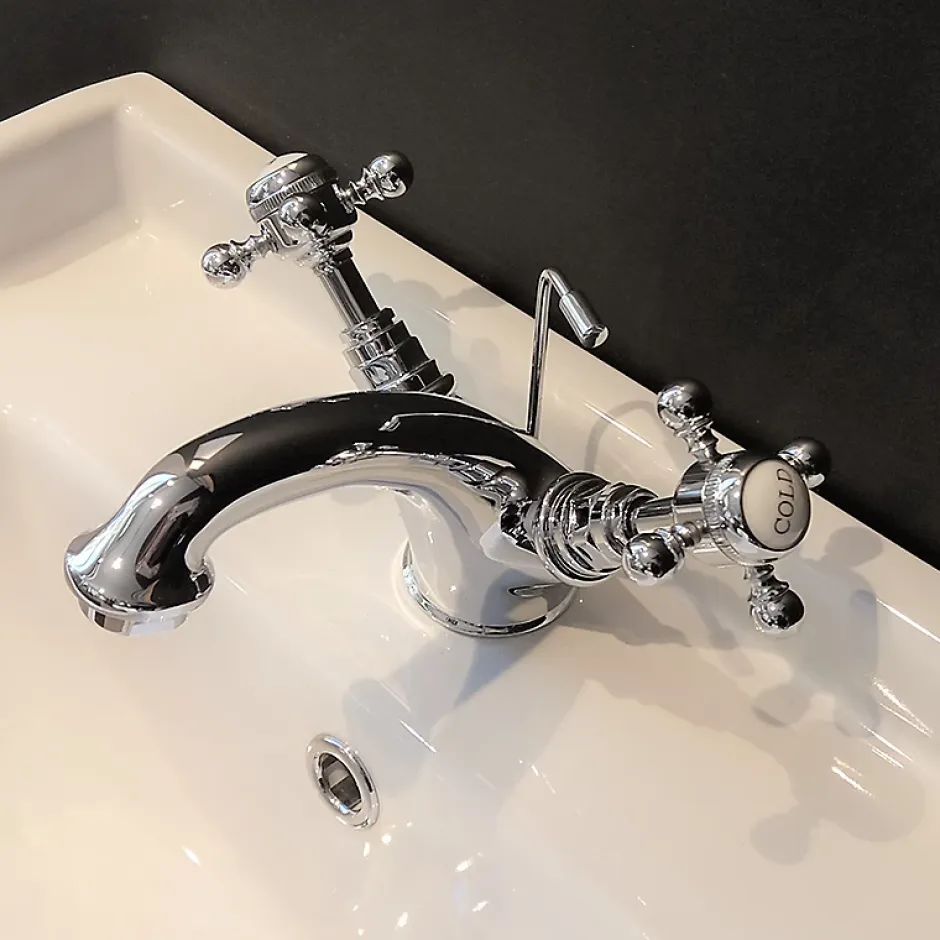 Rogier & Mothes Robinet melangeur lavabo retro CANTERBURY avec bonde* Robinet Lavabo Et Vasque