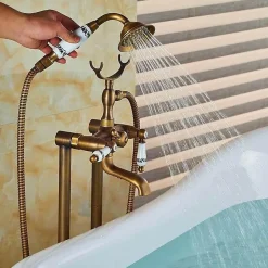 Valaz Robinet melangeur sur colonnes retro pour baignoire FLORINA or ancien