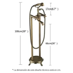 Valaz Robinet melangeur sur colonnes retro pour baignoire FLORINA or ancien