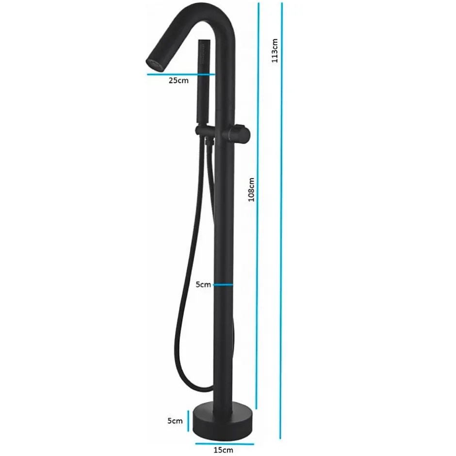 Valaz Robinet mitigeur baindouche sur pied PILOS noir mat