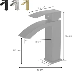 Saniverre Robinet mitigeur bec cascade LERIO or brossé -* Robinet Lavabo Et Vasque