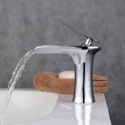 Kroos Robinet Mitigeur chromé en cascade pour lavabo