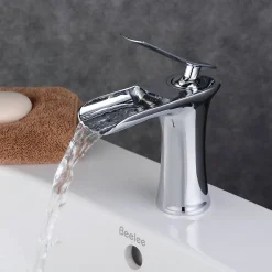 Kroos Robinet Mitigeur chromé en cascade pour lavabo