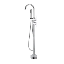 Saniverre Robinet mitigeur colonne sur pied MATY chrome brillant pour baignoire îlot -* Colonne De Baignoire