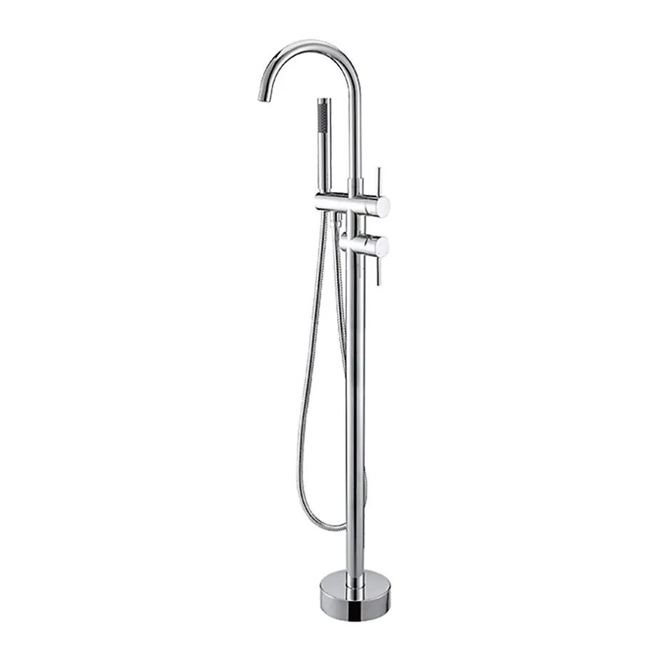 Saniverre Robinet mitigeur colonne sur pied MATY chrome brillant pour baignoire îlot -* Colonne De Baignoire