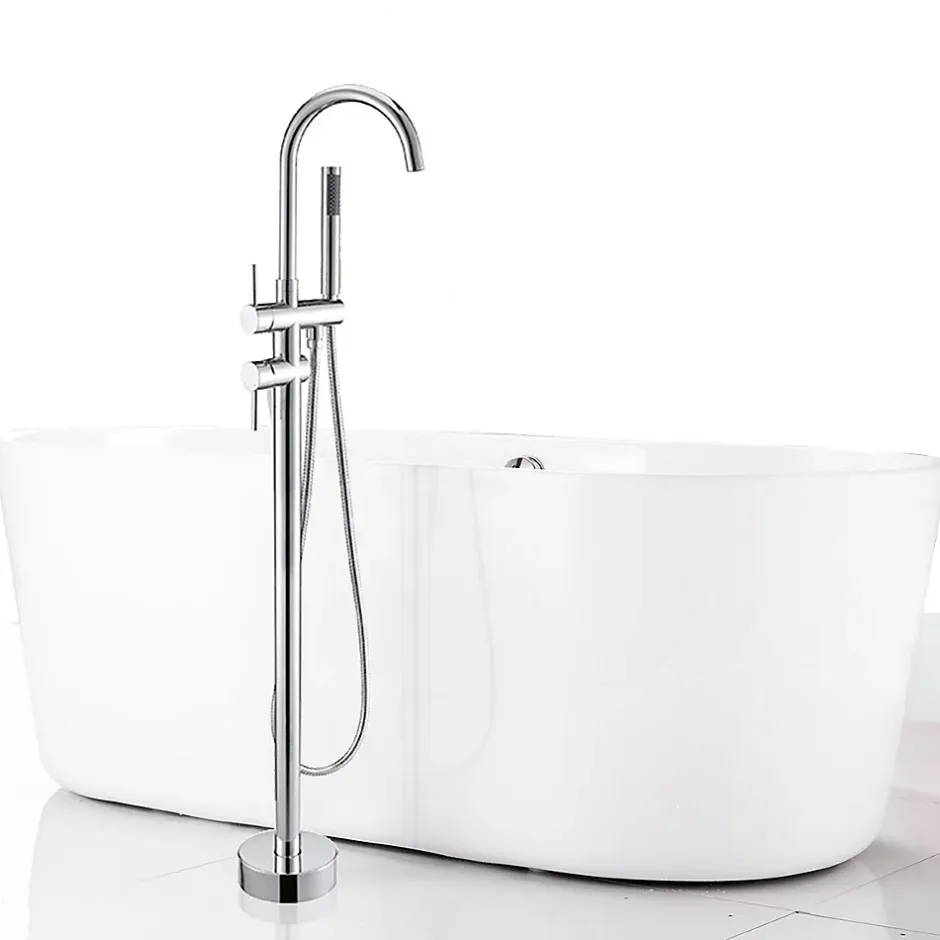 Saniverre Robinet mitigeur colonne sur pied MATY chrome brillant pour baignoire îlot -* Colonne De Baignoire