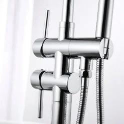 Saniverre Robinet mitigeur colonne sur pied MATY chrome brillant pour baignoire îlot -* Colonne De Baignoire