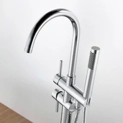 Saniverre Robinet mitigeur colonne sur pied MATY chrome brillant pour baignoire îlot -* Colonne De Baignoire