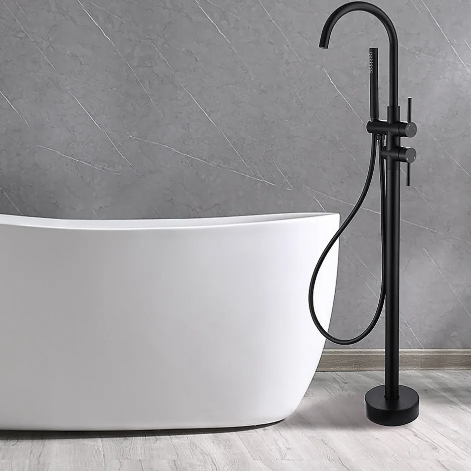 Bellegno Robinet mitigeur de baignoire sur pied BAGNO noir mat