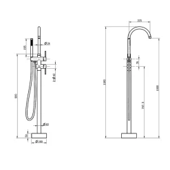 Bellegno Robinet mitigeur de baignoire sur pied BAGNO noir mat