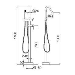 Imex Robinet Mitigeur de Baignoire sur Pied Or Rose Cuivré Brossé CORCEGA BBECO1/ORC