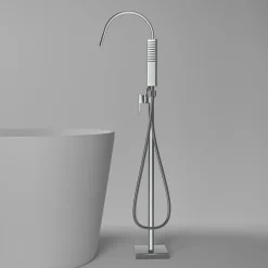 Bernstein Robinet Mitigeur de baignoire design sur pieds en acier inoxydable et laiton pour salle de bain - H. 111,6cm - NT3311 2.0 - Chrome