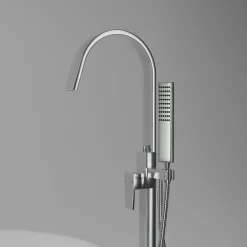 Bernstein Robinet Mitigeur de baignoire design sur pieds en acier inoxydable et laiton pour salle de bain - H. 111,6cm - NT3311 2.0 - Chrome